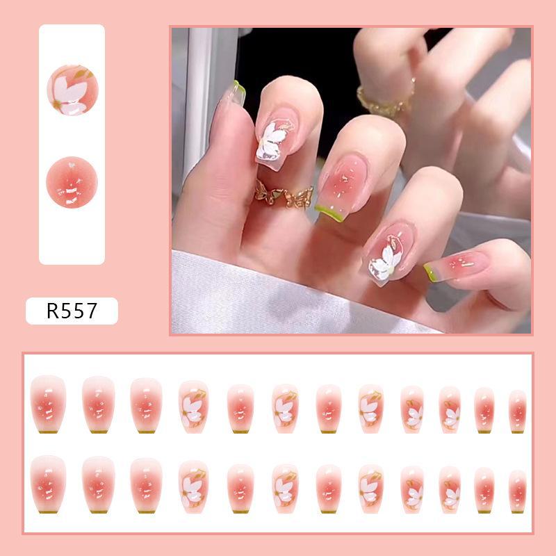 24Pcs Multicolor Beautiful Trendy Fake Nails (With Glue) Set For Girls - Wearable Nails Stylish Pattern Artificial Nails For Women