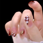 24Pcs Multicolor Beautiful Trendy Fake Nails (With Glue) Set For Girls - Wearable Nails Stylish Pattern Artificial Nails For Women