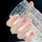 24Pcs Pink Beautiful Design Trendy Fake Nails (With Glue) Set For Girls - Wearable Nails Stylish Pattern Artificial Nails For Women