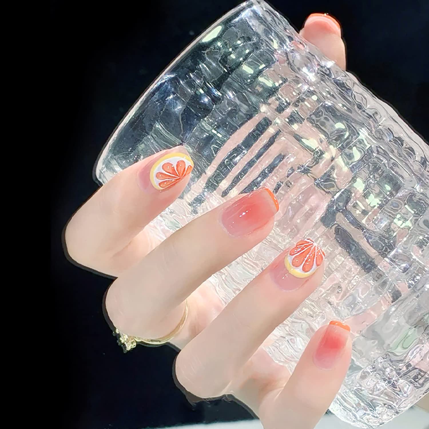 24Pcs Pink Beautiful Design Trendy Fake Nails (With Glue) Set For Girls - Wearable Nails Stylish Pattern Artificial Nails For Women