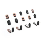 24Pcs Black & White Beautiful HeartTrendy Fake Nails (With Glue) Set For Girls - Wearable Nails Stylish Pattern Artificial Long Nails For Women