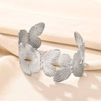 2026 Gold & Silver NEW Trendy Butterfly Adjustable Chunky Bangle Bracelet For Girls Gold Metal butterfly Open Cuff Bangle Bracelet For Women