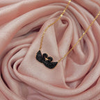 Gold Chain With Beautiful Black Double Swan Duck Necklace Korean Jewellery For Women - Gold Chain Neck Statement Collar Chains Shining Female Jewellery For Girls - Korean Jewellery