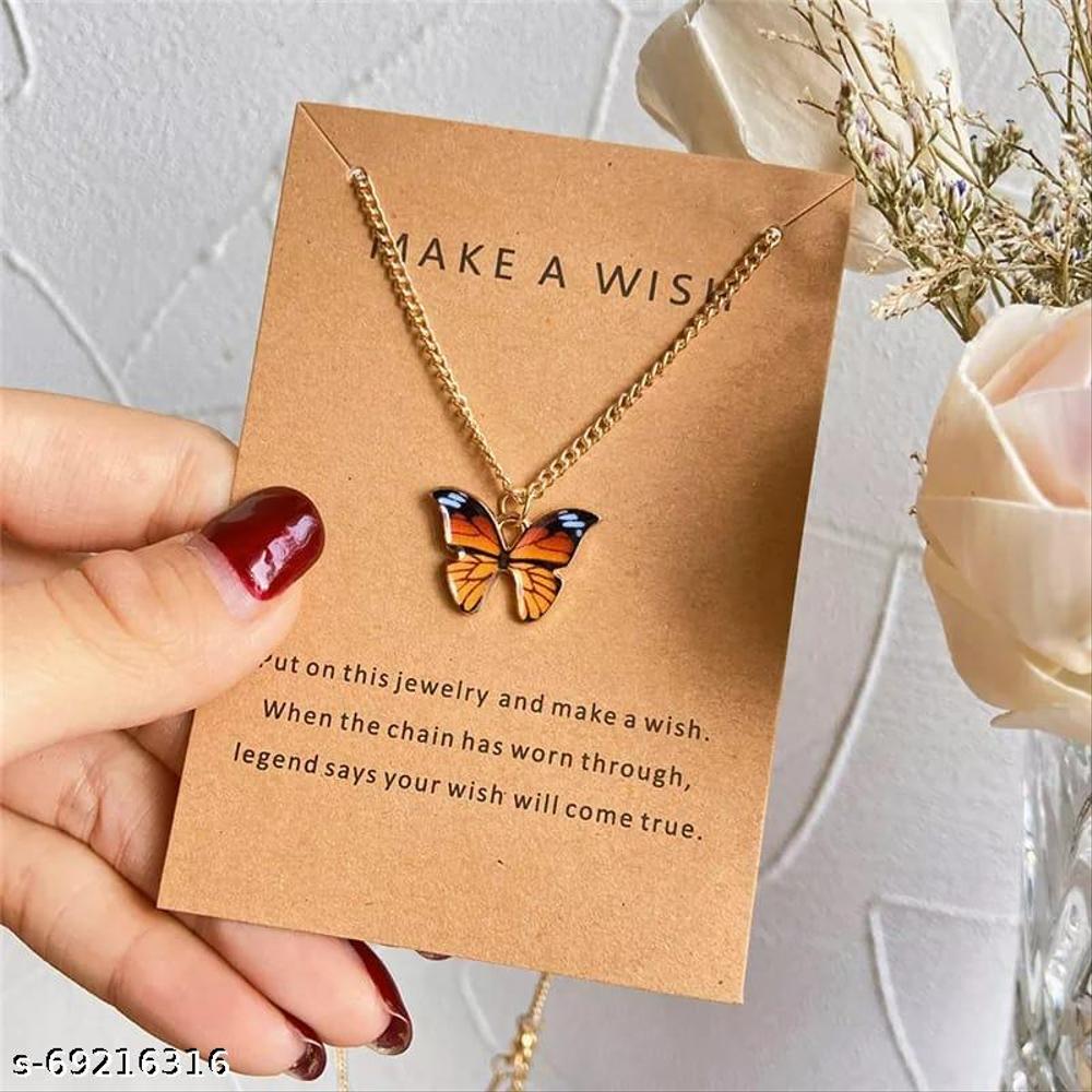 Gold Chain With Beautiful Butterfly Necklace Jewelelry For Girls - Gold Chain Neck Statement Chains Shining Female Korean Jewellery