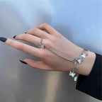 Silver Butterfly Ring Bracelet Jewellery For Girls | New Design | Trending Design | Never Fade | Beautiful Bracelet For Girls / Women | Korean Jewellery Bracelelt For Girls Stylish 