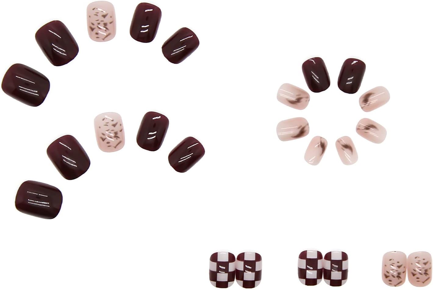 24Pcs Multicolor Beautiful Trendy Fake Nails (With Glue) Set For Girls - Wearable Nails Stylish Pattern Artificial Nails For Women