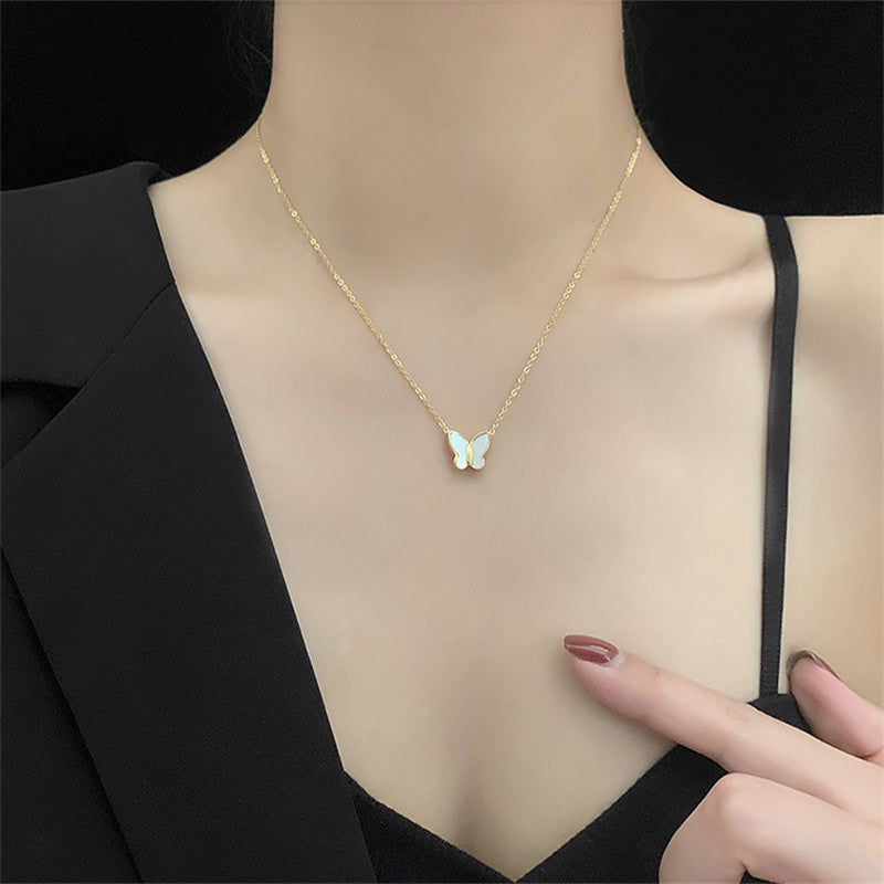 Korean Jewellery White Double Chain Enamel Necklace Jewellery For Girls Stylish