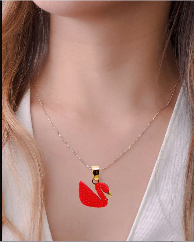 Gold Chain With Beautiful Red Duck Necklace Jewellery For Girls Stylish - Gold Chain Neck Statement Collar Chains Shining Female Korean Jewellery