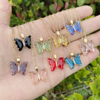 Korean Jewellery Girls Charm Crystal Butterfly Necklace Jewellery For Girls Glamour Female Color Butterfly Pendant Girl Jewelry Stylish