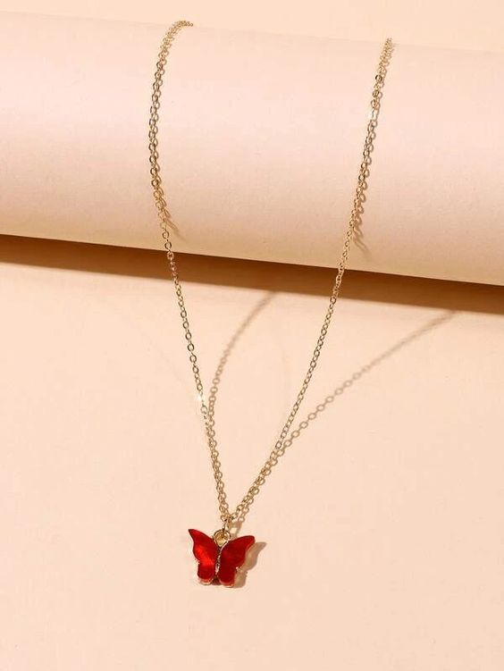 Korean Jewellery Acrylic Butterfly Necklace Jewellery For Girls - Stylish And Elegant Necklace For A Fashionable And Trendy Look