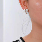 Korean Jewellery White Color Pearl Shell Love Heart S925 Needle Earrings For Girls