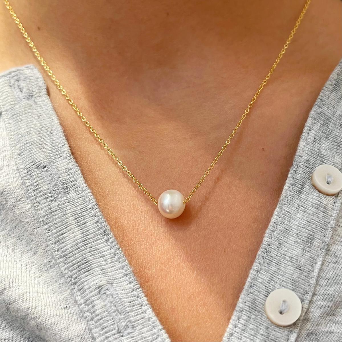 Korean Jewellery Golden Single Pearl Necklace | New Design | Trending Design | Never Fade | Beautiful Necklace Jewellery For Girls / Women