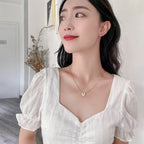 Korean Jewellery White Double Chain Enamel Necklace Jewellery For Girls Stylish