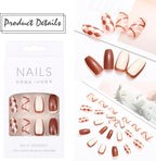 24Pcs Multicolor Long Beautiful Trendy Fake Nails (With Glue) Set For Girls - Wearable Nails Stylish Pattern Long Artificial Nails For Women