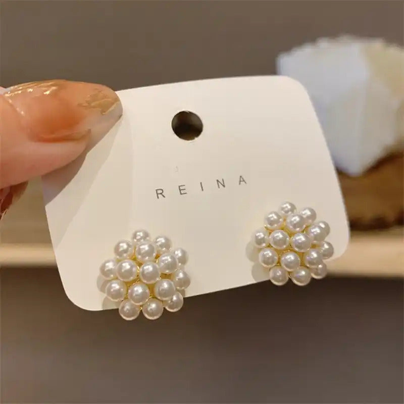 925 Korean Jewellery Earings For Girls Stylish Jewellery Shell Flower Pearl Women Fashion Silver Plated Leaf Branch Stud Earrings Jewellery For Girls