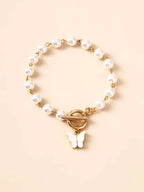 Korean Jewellery Beautiful White Butterfly Pearl Bracelet Jewellery For Girls Latest New Trendy Design Bracelet For Girl