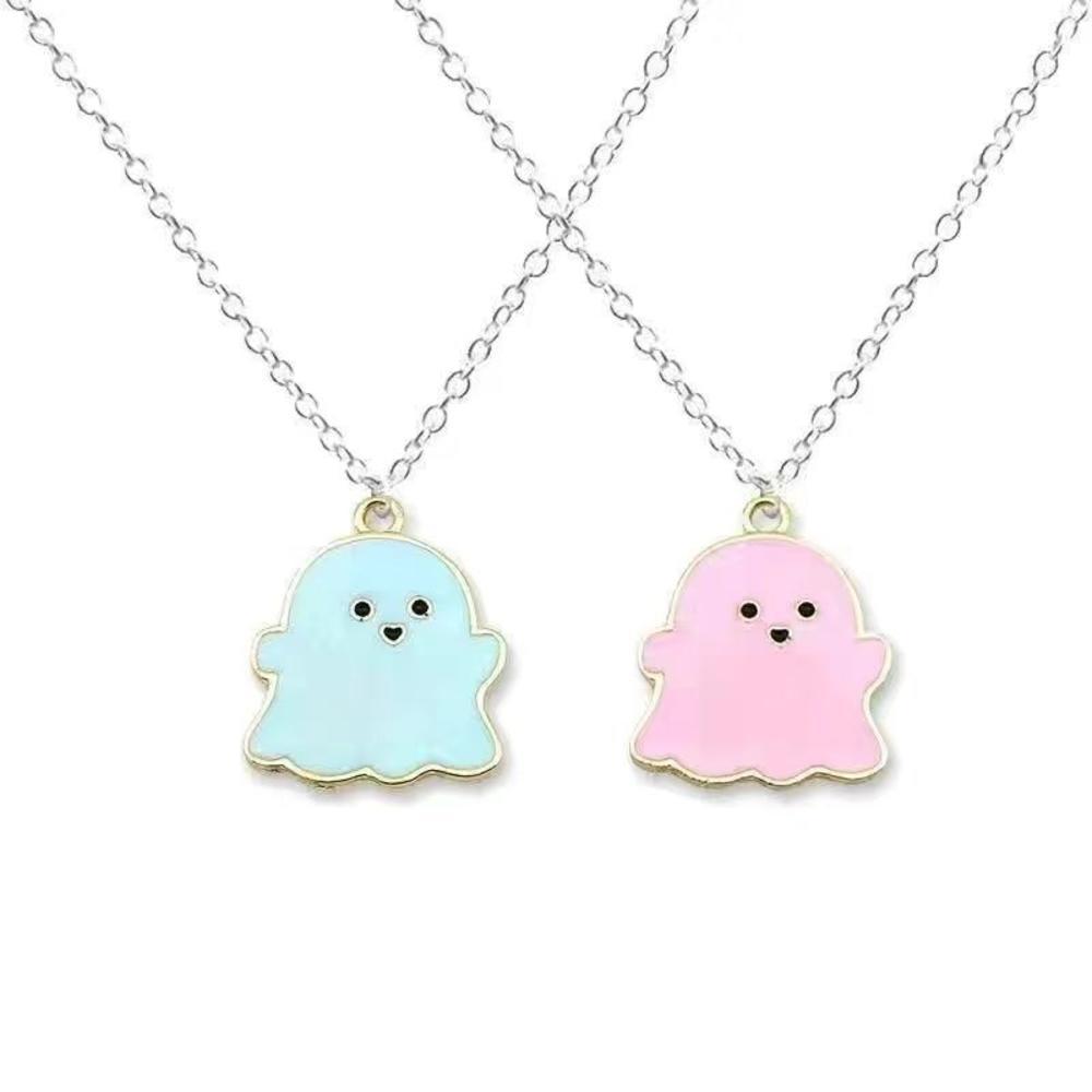 Ghost Pendant Necklaces for Women Men Best Friends Cute Lovely Ghost Couple Necklace Fashion Korean Jewellery