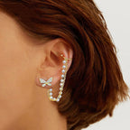 Korean Jewellery Gold Pair Of Rhinestone Butterfly Tassel Ear Cuff Earrings For Girls