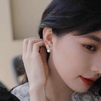 Korean Jewellery Crystal Zircon Rhinestone Pearl Swan Duck Earrings For Girls | S925 Needle Earing For All Occasions