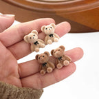 Korean Jewellery Cute Cartoon Design Bear Plush beautiful Earring For Girls | S925 Needle Teddy Bear Earrings For Girls