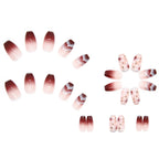 24Pcs Multicolor Beautiful Trendy Fake Nails (With Glue) Set For Girls - Wearable Nails Stylish Pattern Artificial Nails For Women