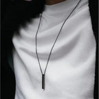 Korean Jewellery Never Fade Stainless Black Bar Locket Necklace Pendant for Boys & Men