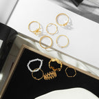 10PCS Korean Jewellery Wave Flower Gold Ring Set Designs for Girls | Finger Rings Party Jewelry Gifts