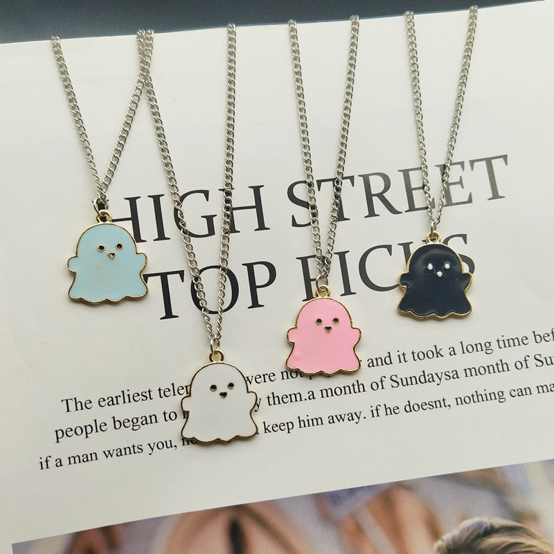 Pack Of 4 Ghost Pendant Necklaces for Women Men Best Friends Cute Lovely Ghost Couple Necklace Fashion Korean Jewellery