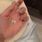 Korean Jewellery Silver Luxurious Rhinestone Zircon Bow Necklace for Girls Sweet Fairy Clavicle Chain Shiny Zircon Korean Jewellery Necklace