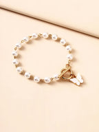 Korean Jewellery Beautiful White Butterfly Pearl Bracelet Jewellery For Girls Latest New Trendy Design Bracelet For Girl