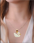 Gold Chain With Beautiful White Duck Necklace Jewellery For Girls Stylish - Gold Chain Neck Statement Collar Chains Shining Female Korean Jewellery