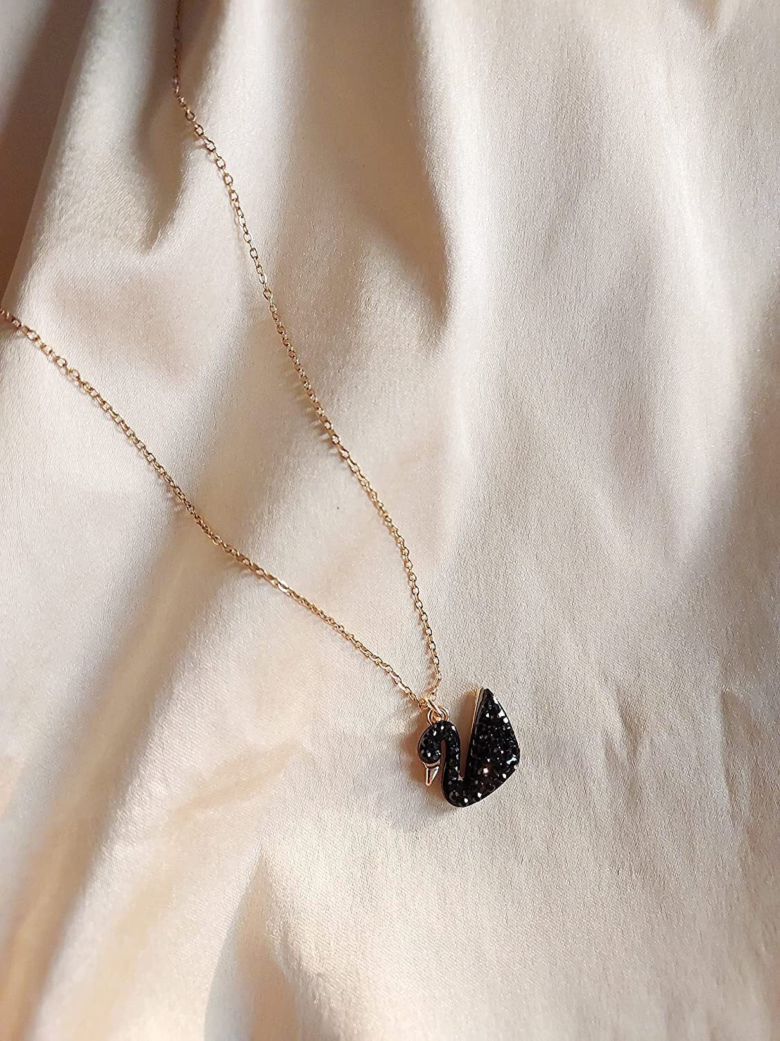 Gold Chain With Beautiful Black Swan Duck Necklace Korean Jewellery For Women - Gold Chain Neck Statement Collar Chains Shining Female Jewellery For Girls