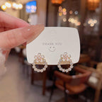 Korean Jewellery Blossom Pink Flower Zircon Stud Earrings for Girls | S925 Needle | S925 Needle Earings For Birthday Wedding Anniversary | For All Occasions