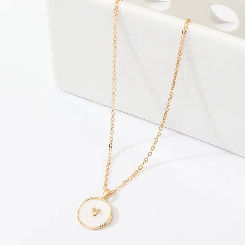 Gold Chain Korean Jewellery Stars Moon Heart Round Enamel Necklace Jewellery For Girls