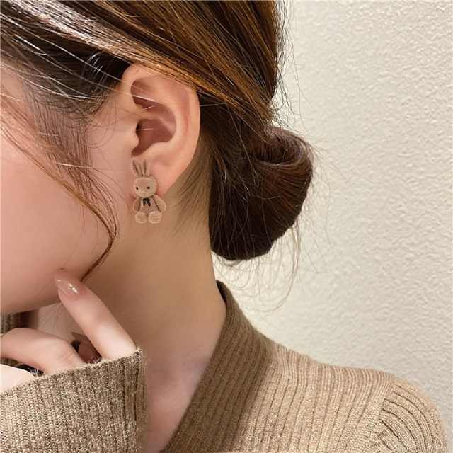 Korean Jewellery Brown Beige 925 Silver Needle Geometric Acrylic Earrings Gentle Hong Kong Style Earring For Girls