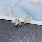Pair Of Golden Zirconia 925 Needle Fairy Earrings For Girls Fashion Personality Korean Jewellery For Girls