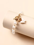 Korean Jewellery Beautiful White Butterfly Pearl Bracelet Jewellery For Girls Latest New Trendy Design Bracelet For Girl