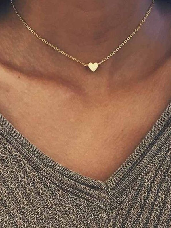 Heart choker Necklace Jewellery For Girls | Korean Jewellery - Gold Chain Neck Statement Collar Chains Choker Shining Female Choker Korean Jewellery