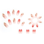 24Pcs Pink Beautiful Flower Trendy Fake Nails (With Glue) Set For Girls - Wearable Nails Stylish Pattern Long Artificial Nails For Women