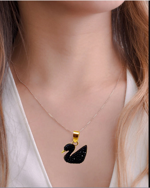 Gold Chain With Beautiful Black Duck Necklace Jewellery For Girls Stylish - Gold Chain Neck Statement Collar Chains Shining Female Korean Jewellery