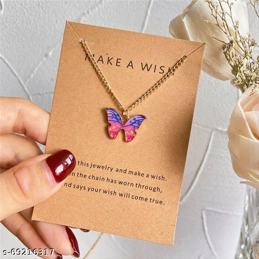 Gold Chain With Beautiful Butterfly Necklace Jewelelry For Girls - Gold Chain Neck Statement Chains Shining Female Korean Jewellery