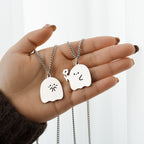Pack Of 2 Stainless Steel Cute Cartoon Ghost Friendship Couple Pendant Necklace For Boy & Girls Korean Jewellery