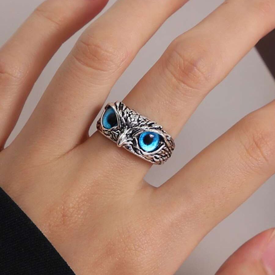 Korean Jewellery Silver Demon Owl Eyes Ring For Girls & Boys | Korean Jewellery For Boys & Girls