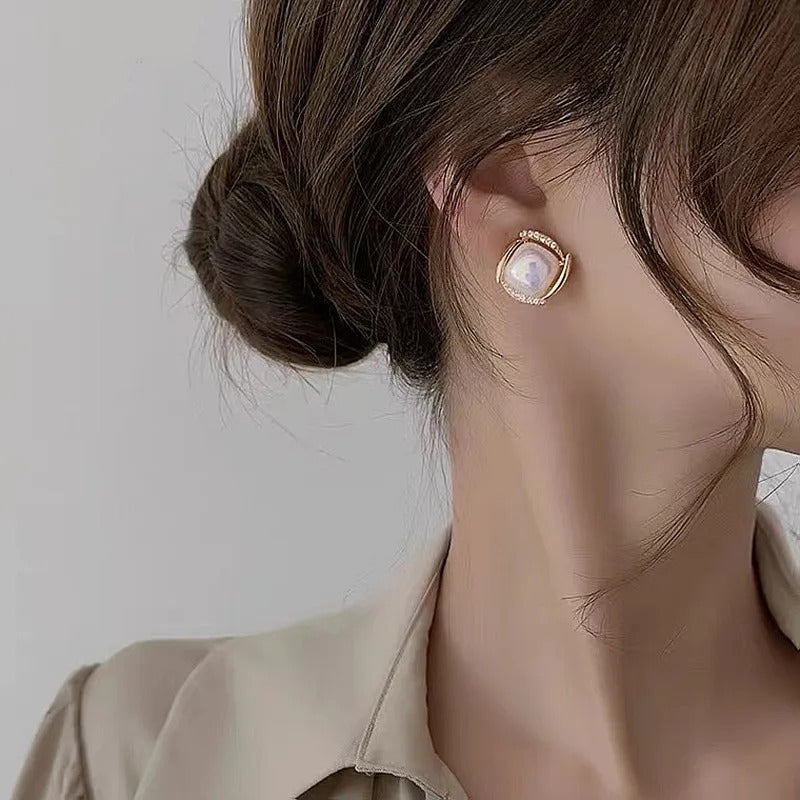 Korean Jewellery 925 Earings | Jewellery For Girls Stylish Simple Luxury Small Exquisite and Elegant Style Diamond Earrings New French Earrings Jewellery For Girls