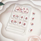 24Pcs White Beautiful Flower Trendy Fake Nails (With Glue) Set For Girls - Wearable Nails Stylish Pattern Artificial Nails For Women