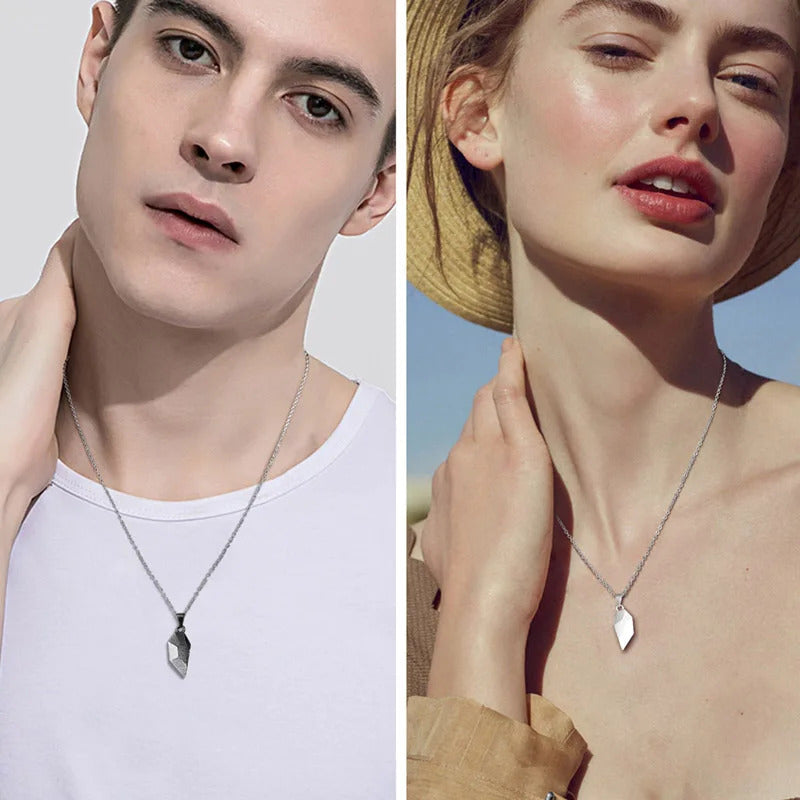 2 Pcs Magnetic Couple Necklace Friendship Heart Pendant Strong Magnetic Distance Puzzle Necklace for Couple Friendship Gifts | Couple Korean Jewellery