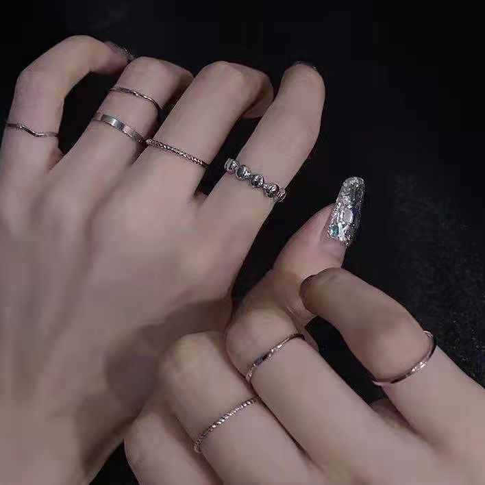 8PCS Korean Jewellery Silver Ring Set For Girls | Finger Rings Party Jewelry Gifts