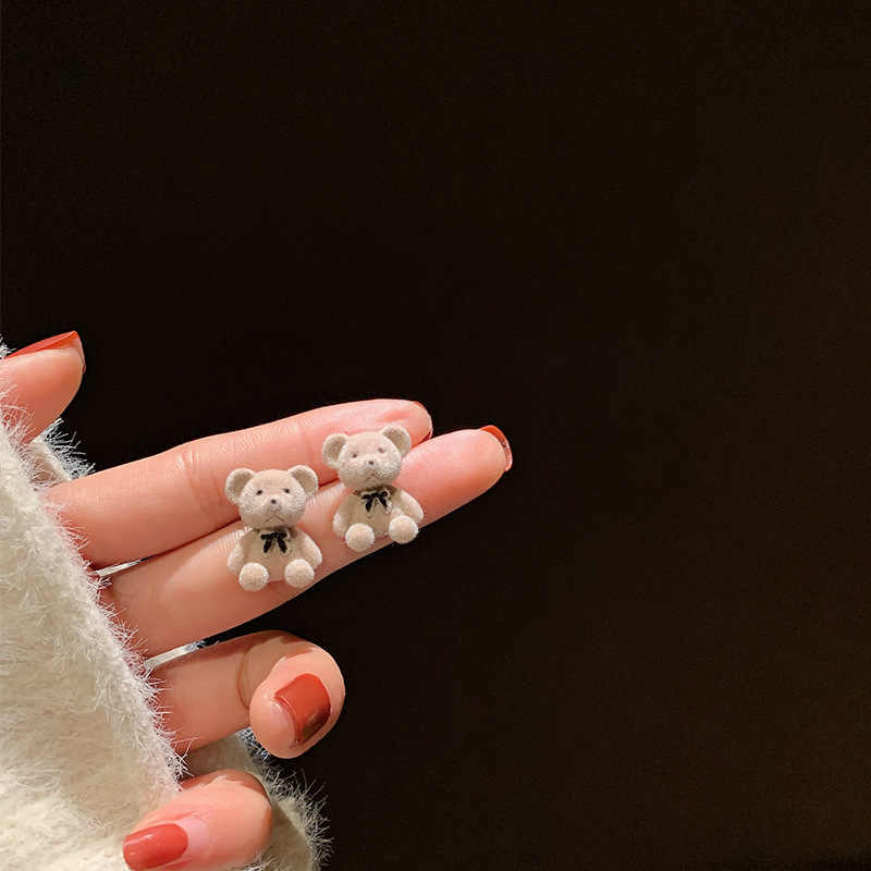 Korean Jewellery Cute Cartoon Design Bear Plush beautiful Earring For Girls | S925 Needle Teddy Bear Earrings For Girls