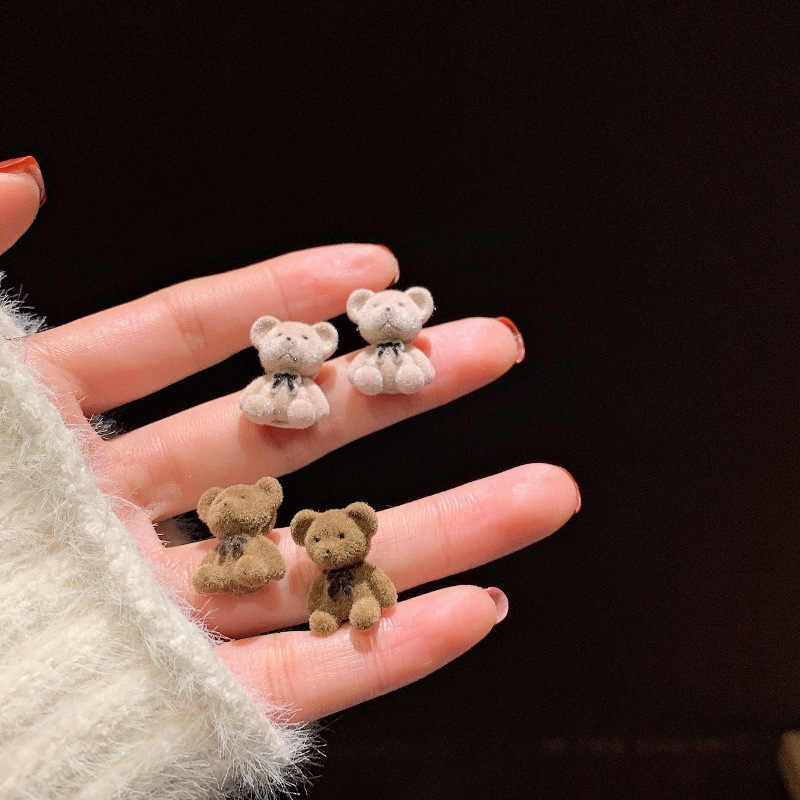 Korean Jewellery Cute Cartoon Design Bear Plush beautiful Earring For Girls | S925 Needle Teddy Bear Earrings For Girls