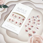 24Pcs White Beautiful Flower Trendy Fake Nails (With Glue) Set For Girls - Wearable Nails Stylish Pattern Artificial Nails For Women